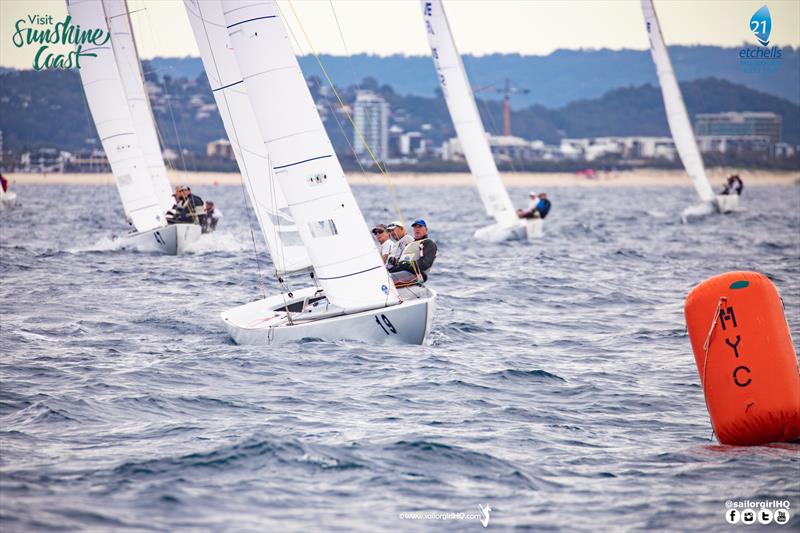 Northern Havoc nailed the pin lay line on day 2 of the Etchells Australian Nationals photo copyright Nic Douglass / www.AdventuresofaSailorGirl.com taken at Mooloolaba Yacht Club and featuring the Etchells class