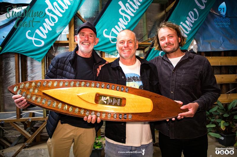 The First Tracks crew (l-r) Jarvin, Merrington & McKillop win the Etchells Australian Nationals photo copyright Nic Douglass / www.AdventuresofaSailorGirl.com taken at Mooloolaba Yacht Club and featuring the Etchells class