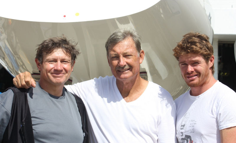 Triad team (l to r) David Giles, John Bertrand and Tom Slingsby ahead of the Zhik Etchells Nationals 2012 photo copyright Tracey Johnstone taken at Royal Prince Alfred Yacht Club and featuring the Etchells class