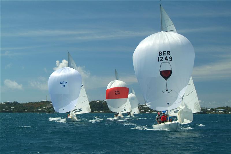 Tim Patton leads the Etchells fleet on the first day of racing at Bermuda International Invitational Race Week photo copyright Talbot Wilson taken at Royal Bermuda Yacht Club and featuring the Etchells class