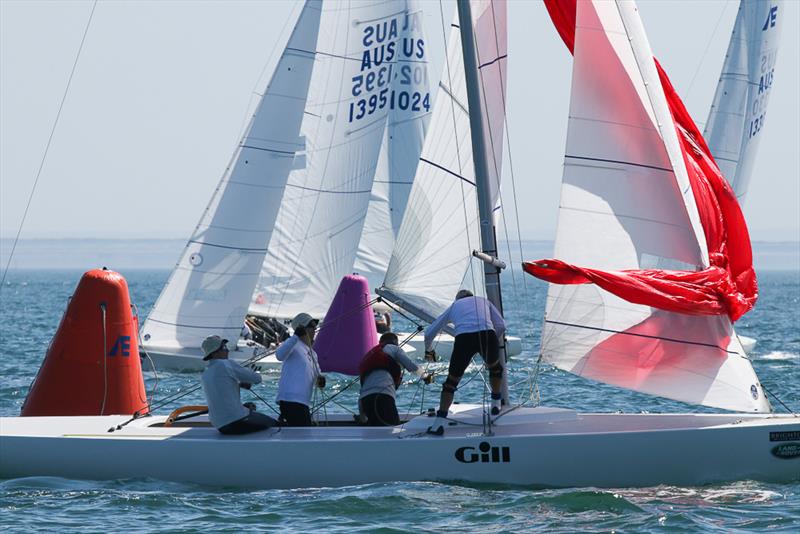 Dawn Raid - Skippered by John Collingwood and crewed by Ian Johnson and Tim Ede. With a 3rd and 7th they are currently in 2nd place overall. - photo © Alex McKinnon Photography