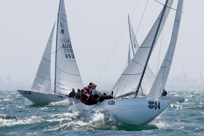 Iron Lotus had a great day on the water with two bullets.  On the way to the top mark, in the first race.  Skippered by Tom King and crewed by David Edwards, Owen McMahon and Ivan Wheen, they are currently leading the Championship  photo copyright Alex McKinnon Photography taken at Royal Brighton Yacht Club and featuring the Etchells class