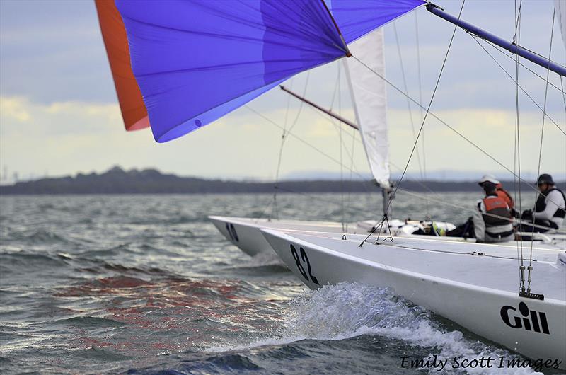 Surprise (82) and Avalon during the race back home - 2018 Etchells World Championship photo copyright Emily Scott Images taken at Royal Queensland Yacht Squadron and featuring the Etchells class
