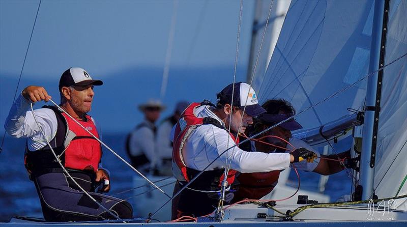 Hard at work during the marathon on Top 40 photo copyright Mitchell Pearson / SurfSailKite taken at Royal Queensland Yacht Squadron and featuring the Etchells class