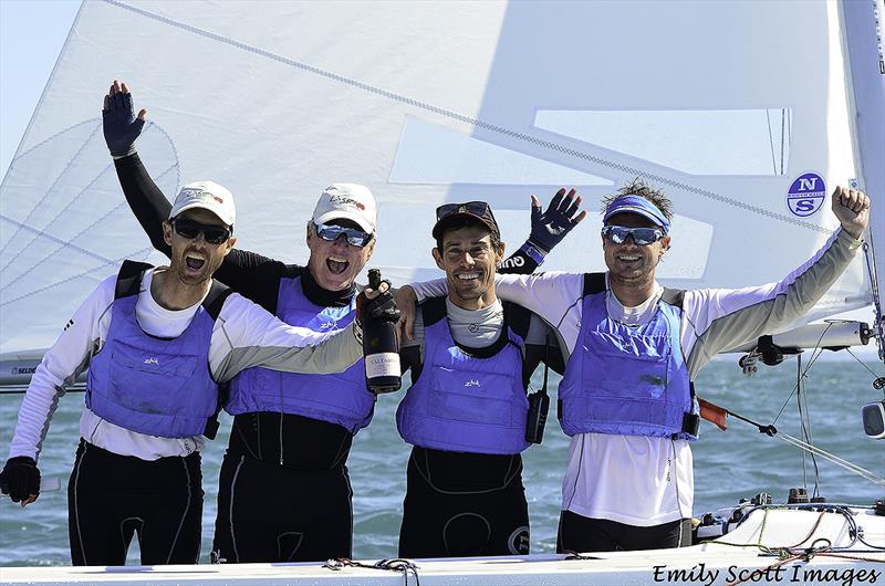 Julian Plante, Martin Hill, Mat Belcher and Sean O'Rourke after winning the 2018 Etchells World Championship - photo © Emily Scott Images