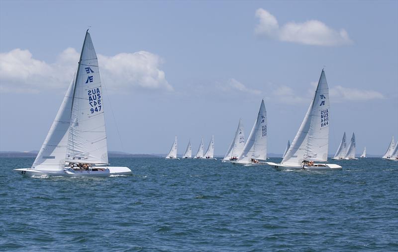 Reigning Australian Champions, Magpie (Graeme Taylor, James Mayo and Ben Lamb) on day 1 of the Etchells Australian Championship photo copyright John Curnow taken at Royal Queensland Yacht Squadron and featuring the Etchells class
