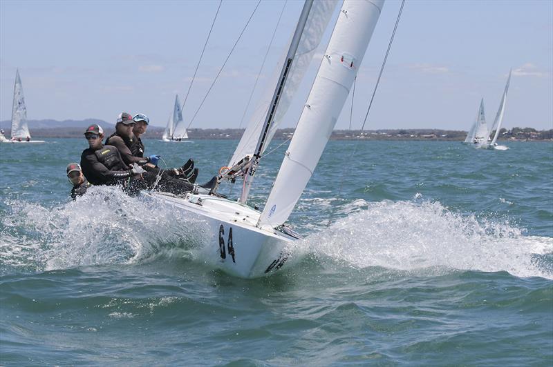 Clubhouse leaders for the night, Gen XY, on day 3 of the Etchells Australian Championship photo copyright John Curnow taken at Royal Queensland Yacht Squadron and featuring the Etchells class