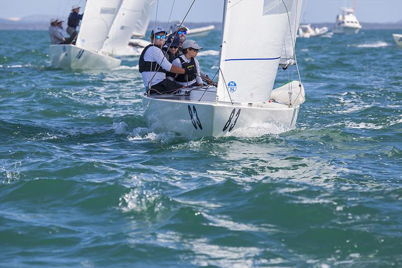 Just back in to Etchells is Kirwan Robb with his crew of Darren Jones, Same Tiedermann and Hugo Allison on day 4 of the Etchells Australian Championship photo copyright John Curnow taken at Royal Queensland Yacht Squadron and featuring the Etchells class