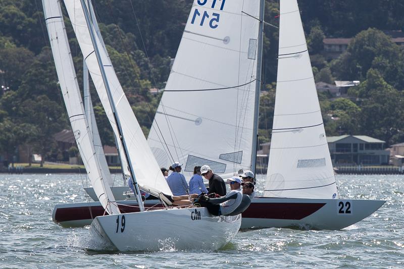 Lisa Rose skippered by Martin Hill and crewed by Julian Plante Mat Belcher and Dave O'Connor on the way to the top mark photo copyright Alex McKinnon Photography taken at Gosford Sailing Club and featuring the Etchells class