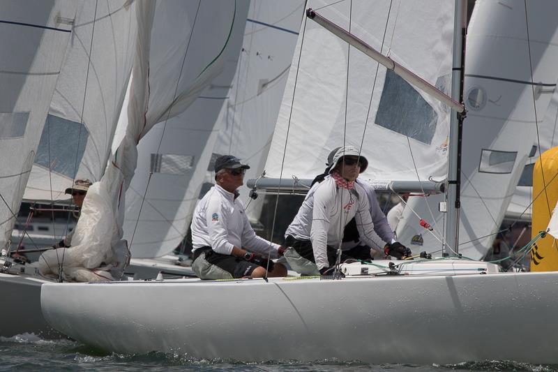 Avalon Skippered by Michael Bellingham crewed by Will Canty and Michael Hughes in the pack to the hitch mark photo copyright Alex McKinnon Photography taken at Gosford Sailing Club and featuring the Etchells class