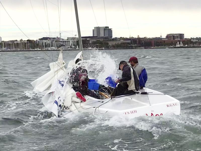 Matt Kirby, Tim Clark and Tony McKenzie for Moe Szyslak Experience enjoying some more water time photo copyright Alex McKinnon Photography taken at Royal Geelong Yacht Club and featuring the Etchells class