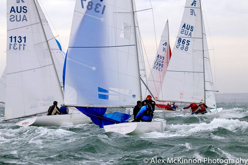 Some of the fleet after rounding the top mark photo copyright Alex McKinnon Photography taken at Royal Geelong Yacht Club and featuring the Etchells class