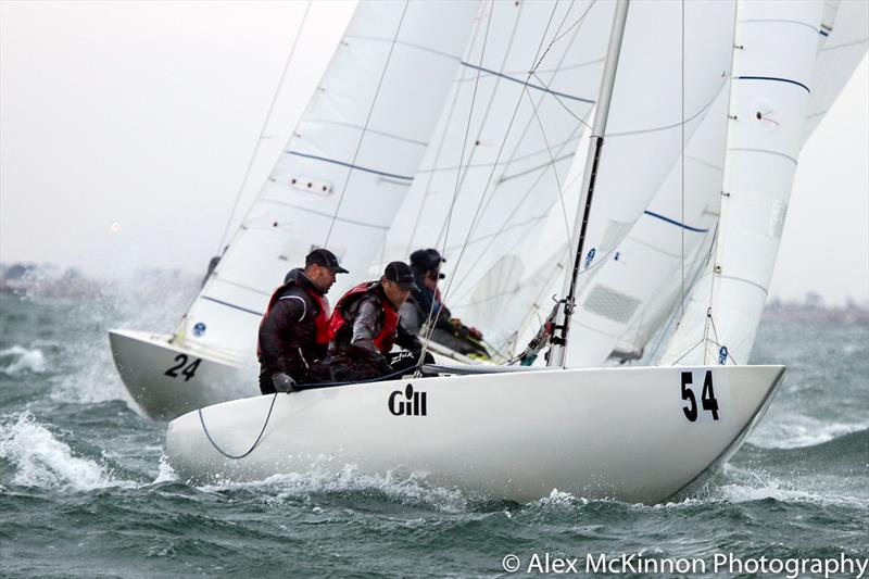 Odyssey from NSW skippered by Jill Connell, with crew Gordon Maguire and Wade Morgan photo copyright Alex McKinnon Photography taken at Royal Geelong Yacht Club and featuring the Etchells class