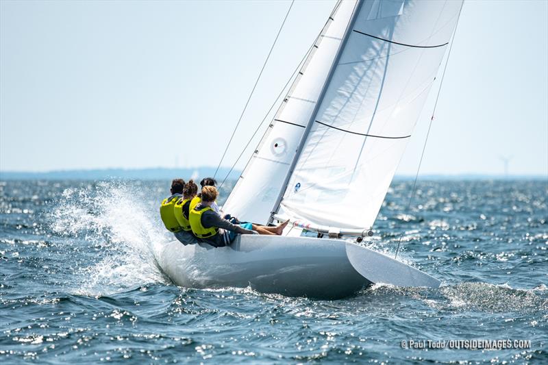 Bradley Adam steers upwind on the second race of the day at the Helly Hansen NOOD Regatta at Marblehead Race Week. Adam and his teammates are part of a publicly-funded program supporting youth sailing teams with international aspirations. - photo © Paul Todd / Outside Images / NOOD