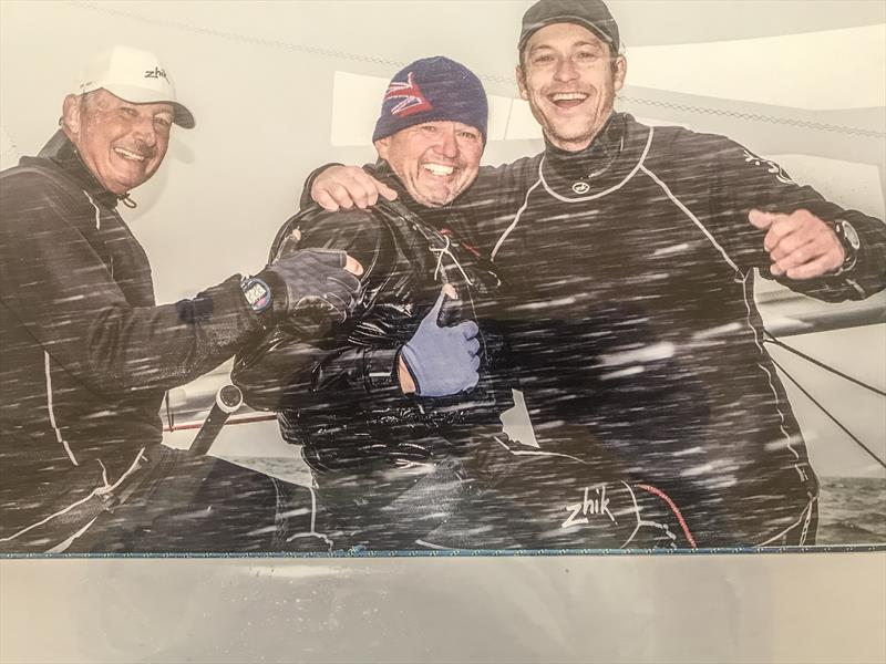 After crossing the line with Paul Blowers and Ben Lamb., final race in 25-30knots to win the 2016 World Etchells championships, Cowes, UK photo copyright Alex Irwin / www.sportography.tv taken at Cowes Yacht Club and featuring the Etchells class