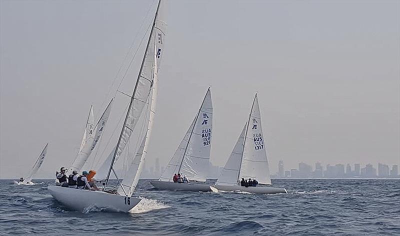 Around the weather mark in the delightful, if smoky, conditions photo copyright Southport Yacht Club taken at  and featuring the Etchells class