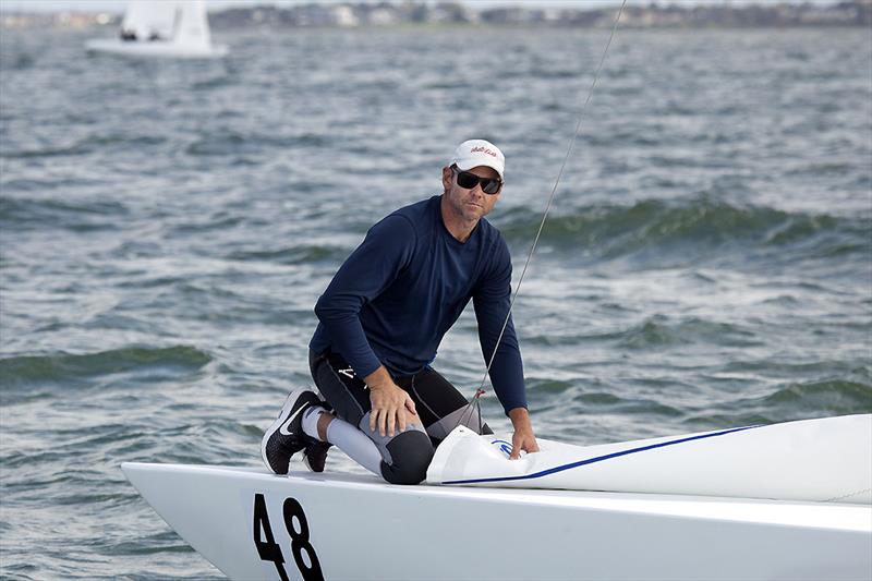 Graeme Taylor proves that Skippers go from the back to the front. Here he is doing one of their many sail changes. - photo © John Curnow