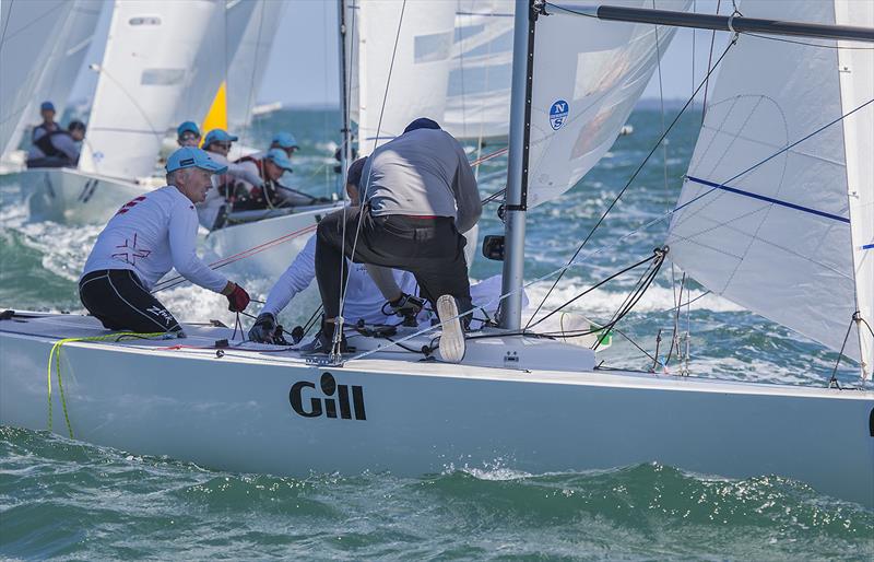 Noel Brennan on the tiller during the 2019 Etchells Australian Championship photo copyright John Curnow taken at Royal Queensland Yacht Squadron and featuring the Etchells class