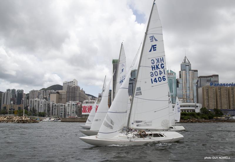 They're off: RHKYC Club Line start. Hong Kong ATI Solo 2020 photo copyright Guy Nowell taken at  and featuring the Etchells class