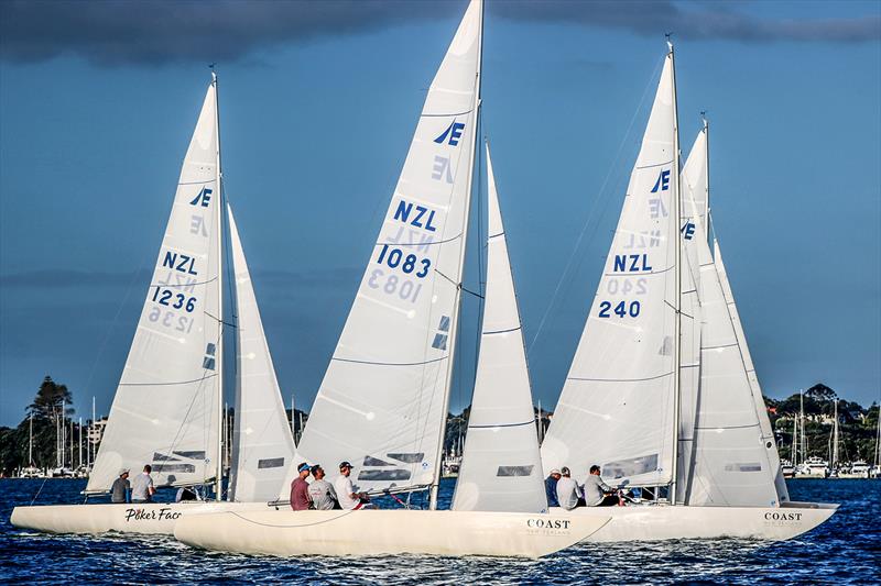 One of the hallmarks of the one design class is the extremely close racing photo copyright Andrew Delves taken at Royal New Zealand Yacht Squadron and featuring the Etchells class