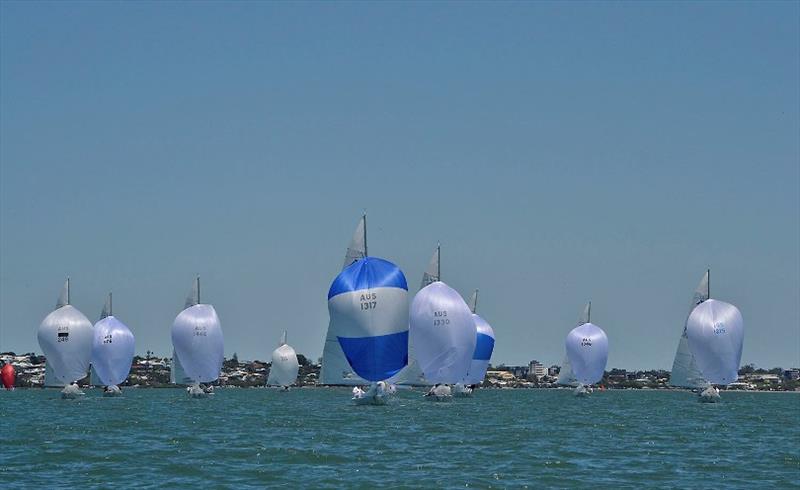 Part of the fleet coming back downwind. - Etchells Queensland State Championship 2020 - photo © Emily Scott Images