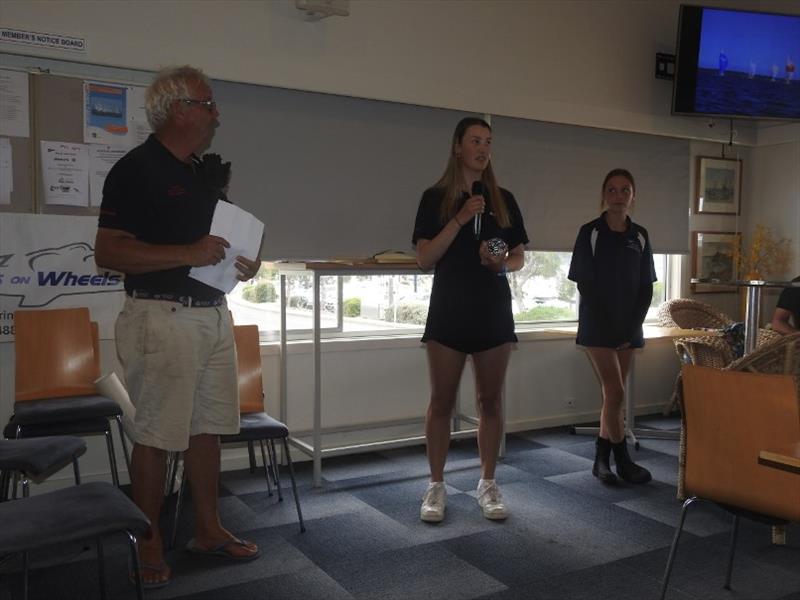 Top Lady skipper Eliza Ewart with Jeff Rose and Sabrina Murphy - Victorian International Etchells Championship photo copyright Julie-Ann McPherson Photography taken at Metung Yacht Club and featuring the Etchells class