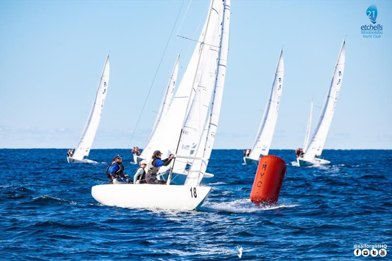 Anderson leads Race 1 - Etchells Australian Nationals, day 1 photo copyright Nic Douglass / www.AdventuresofaSailorGirl.com taken at Mooloolaba Yacht Club and featuring the Etchells class