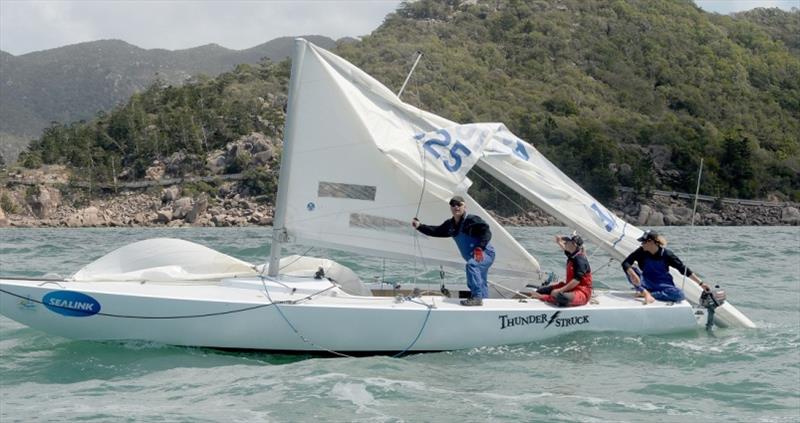 Thunderstruck's rig came tumbling down before Race 1 start - 2021 SeaLink Magnetic Island Race Week day 1 photo copyright Scott Radford-Chisholm / SMIRW taken at Townsville Yacht Club and featuring the Etchells class