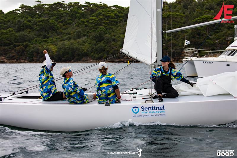 Fist to the sky as Yandoo XX take the gun in race 5 - Etchells NSW Championship - photo © Nic Douglass / www.AdventuresofaSailorGirl.com