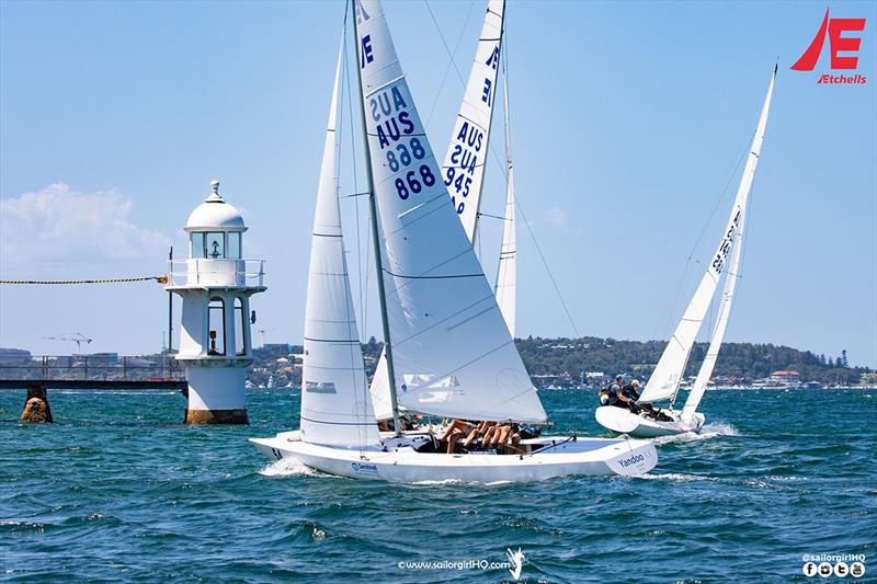 First Tracks managed to get out of Bradleys Head in good shape and were never headed in Race 8 - Etchells NSW Championship - photo © Nic Douglass / www.AdventuresofaSailorGirl.com