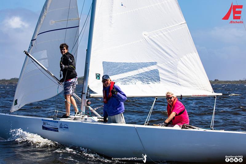 Swan Song AUS862 having a breather after Race 1 - Etchells Australian Championship photo copyright Nic Douglass @sailorgirlhq taken at Metung Yacht Club and featuring the Etchells class