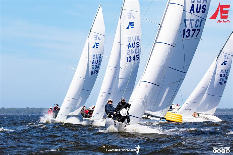 Tranquility Base lead the Corinthian Division on day 2 of the Etchells Australian Championship photo copyright Nic Douglass @sailorgirlhq taken at Metung Yacht Club and featuring the Etchells class