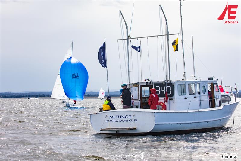 Lucy AUS1082 heading into the finish at the Etchells Australian Championship photo copyright Nic Douglass @sailorgirlhq taken at Metung Yacht Club and featuring the Etchells class