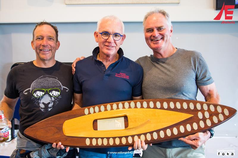 (l-r) Sam Haines, Chris Hampton and Cam Miles - National Champions on Tango AUS1466 at the Etchells Australian Championship photo copyright Nic Douglass @sailorgirlhq taken at Metung Yacht Club and featuring the Etchells class