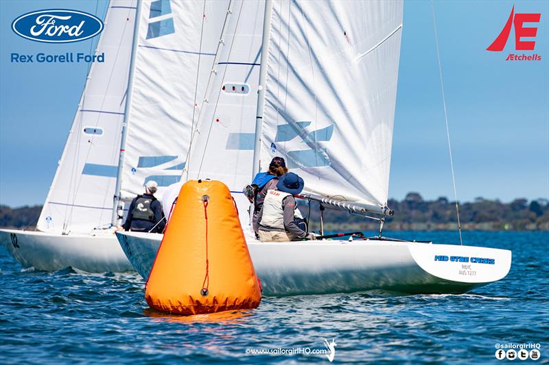Mid Gybe Crisis - Etchells Victorian State Championship 2022 photo copyright Nic Douglass @sailorgirlhq taken at Royal Geelong Yacht Club and featuring the Etchells class