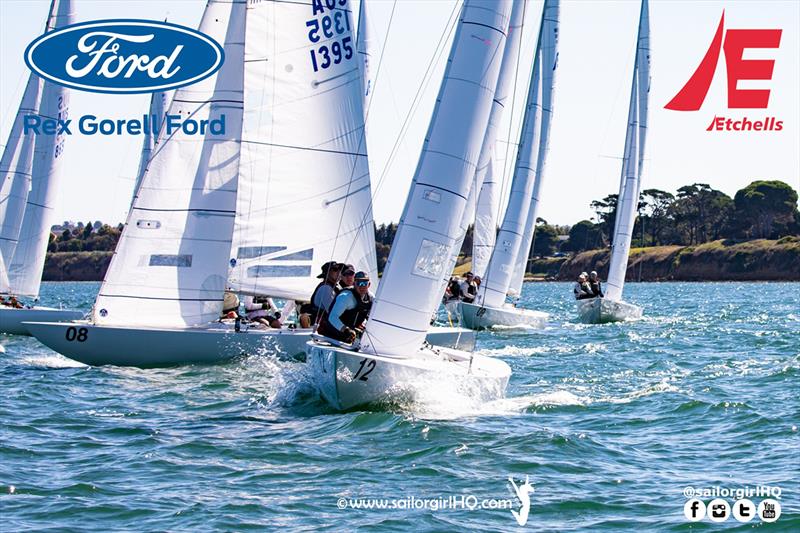 Tango forcing Shoulda Gone Left to tack off the start of Race 2 - Etchells Victorian State Championship 2022 photo copyright Nic Douglass @sailorgirlhq taken at Royal Geelong Yacht Club and featuring the Etchells class