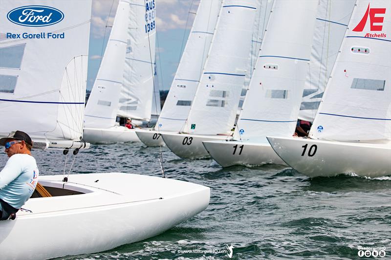 Tango slips ahead of the fleet in the first practice start today  - Etchells Victorian State Championship 2022 photo copyright Nic Douglass @sailorgirlhq taken at Royal Geelong Yacht Club and featuring the Etchells class