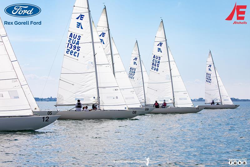 Off and racing after a delay waiting for wind - Etchells Victorian State Championship 2022 photo copyright Nic Douglass @sailorgirlhq taken at Royal Geelong Yacht Club and featuring the Etchells class