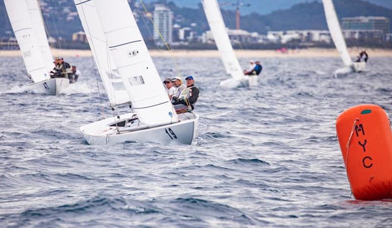 Etchells Australasian Championship 2021 working to the mark photo copyright Nic Douglass @sailorgirlhq taken at Mooloolaba Yacht Club and featuring the Etchells class