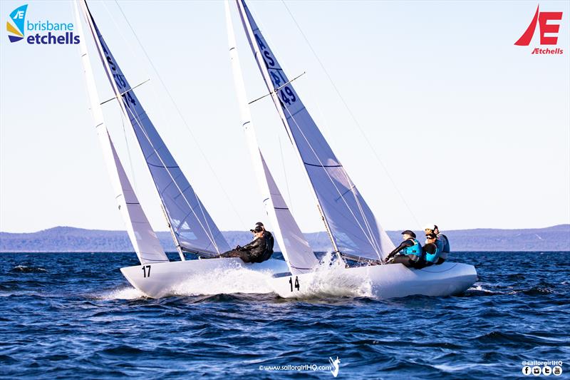 Tango and Lisa Rose on a long port tack together in Race 2 of the Etchells Winter Waterloo Cup at the Royal Queensland Yacht Squadron - photo © Nic Douglass @sailorgirlhq