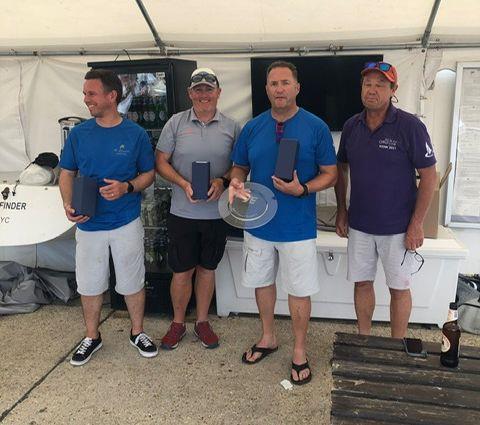 Winning Corinthian team, No Dramas, at the Red Funnel Etchells Regatta at Cowes photo copyright Harry Blowers taken at Royal London Yacht Club and featuring the Etchells class