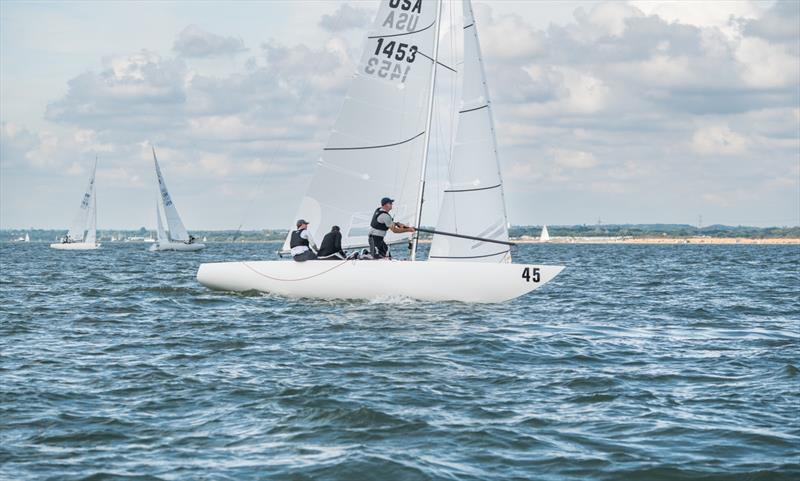Peter Duncan's Oatmeal (USA 1453) on day 2 of the 2022 International Etchells Class Pre-Worlds at Cowes photo copyright PKC Media taken at Royal Yacht Squadron and featuring the Etchells class