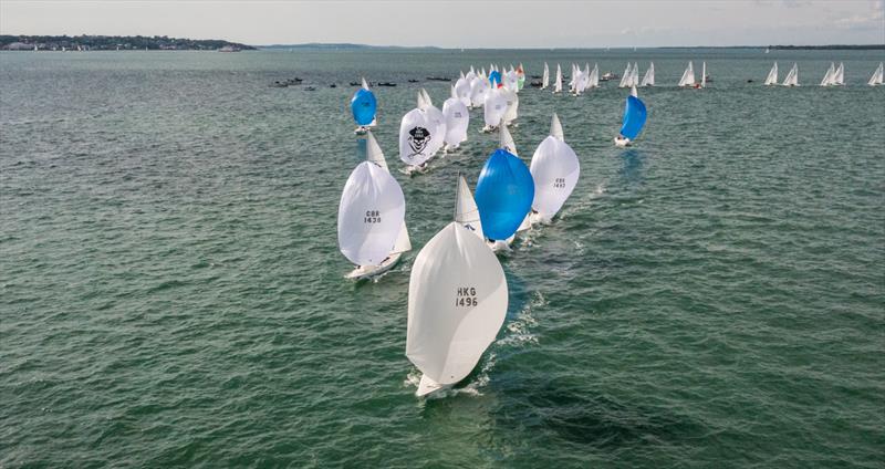 Tight at the top mark - 2022 International Etchells Worlds day 3 photo copyright PKC Media taken at Royal Yacht Squadron and featuring the Etchells class