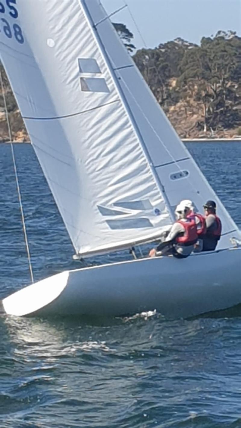 The French and Argentinian team on board Tamm Ha Tamm are still learning to sail Etchells and look forward to contesting this regatta on the Gippsland Lakes photo copyright Anies Suzukawa taken at Metung Yacht Club and featuring the Etchells class