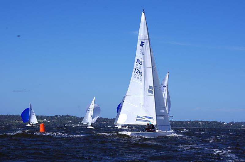 Elusive sails around the leeward gate in high seas - Etchells Victorian Championship 2024 - photo © Jeanette Severs