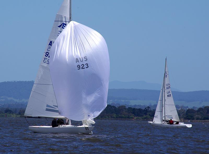 Apres La Mer (AUS923) leading the way in race one on day two of the Etchells class Victorian Championship 2024 - photo © Jeanette Severs