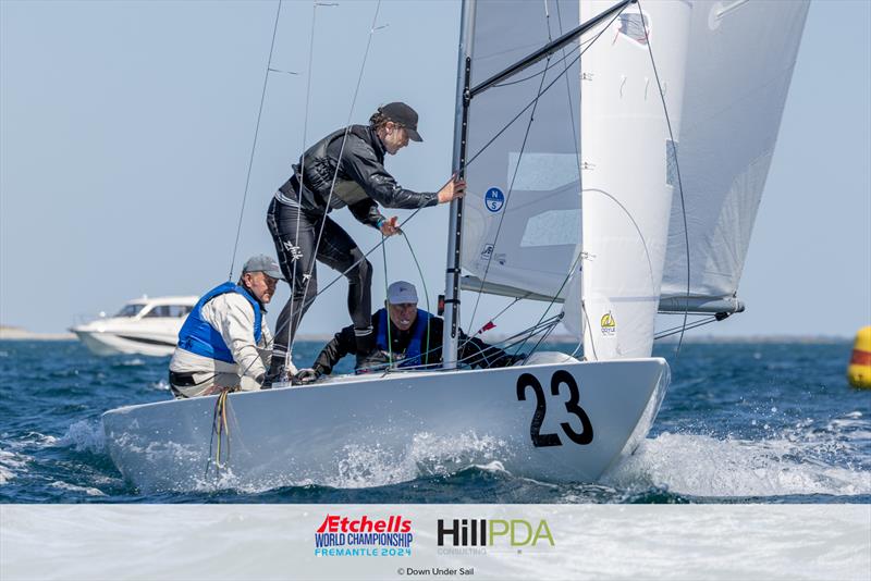 Andy Beadsworth, Brian Ledbetter & Ben Lamb on day 5 of the 2024 Etchells World Championships - photo © Suellen Hurling for Live Sail Die and Down Under Sail