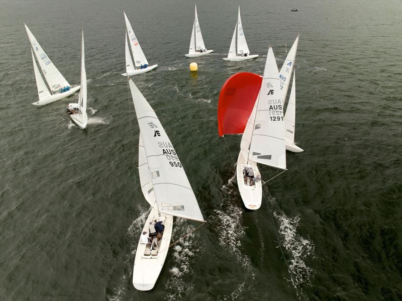 Mark rounding in this tough class photo copyright Hippodrone taken at Gosford Sailing Club and featuring the Etchells class