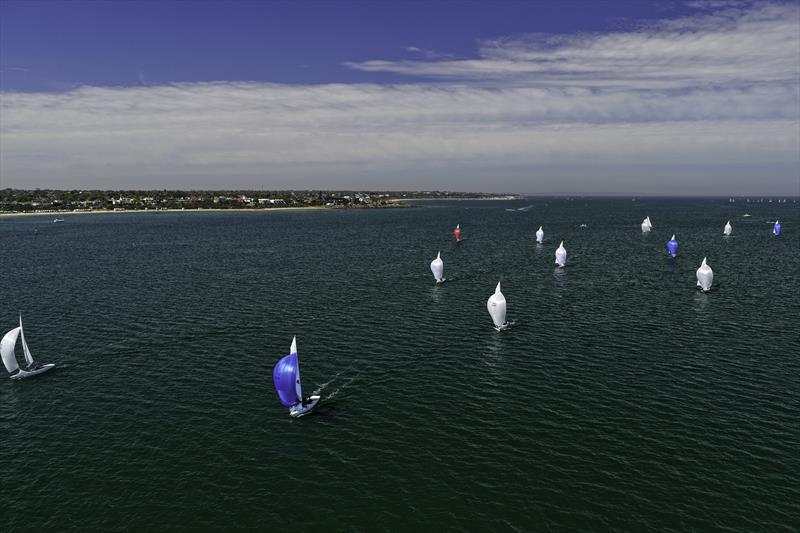 Testing tactical prowess at beautiful Brighton - Etchells Victorian State Championship 2026 photo copyright Terry Calley for Hippodrone taken at Royal Brighton Yacht Club and featuring the Etchells class