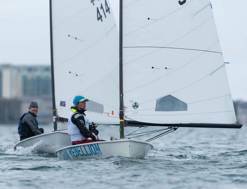 Close racing at the front of the fleet on Day 2 at the 2021 UK Europe National Championships - photo © Linus Etchingham